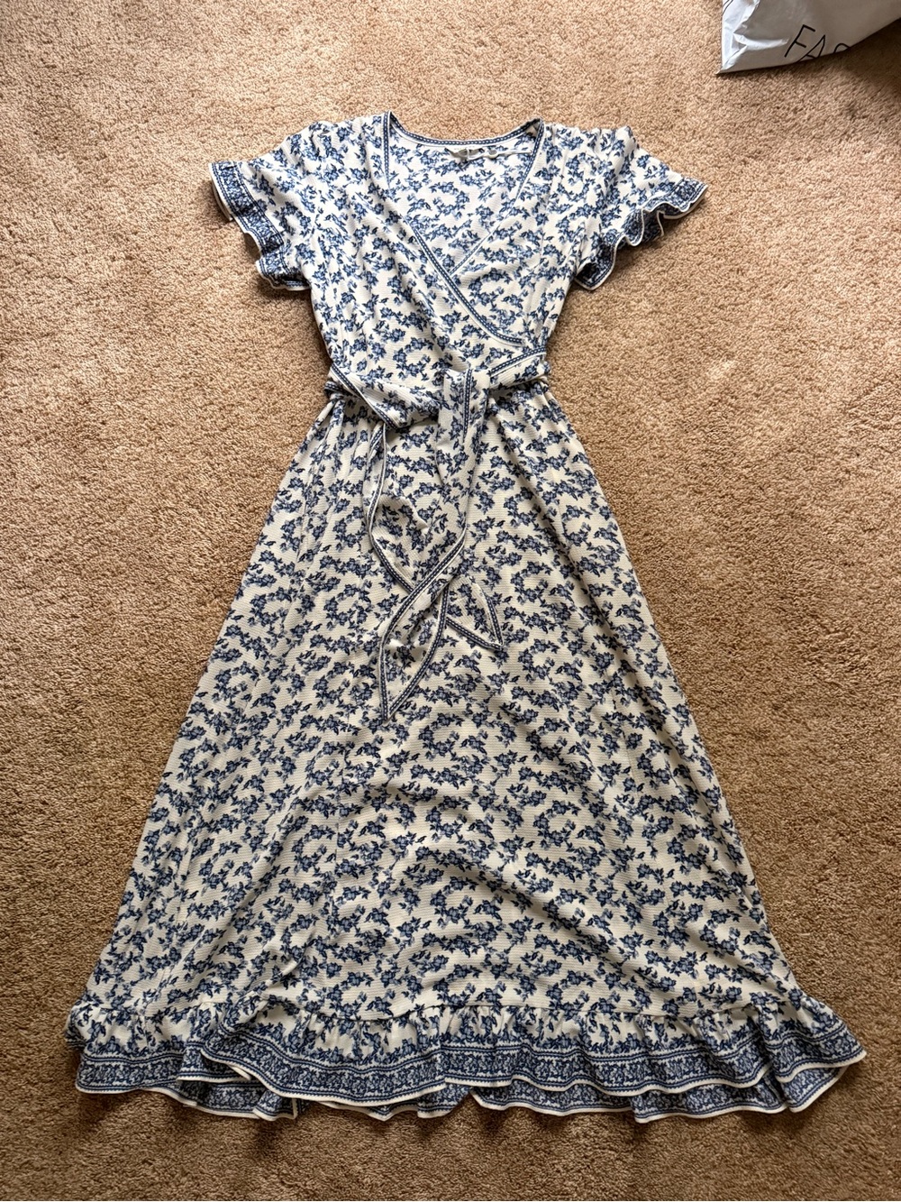 Blue Floral Wrap Maxi Dress